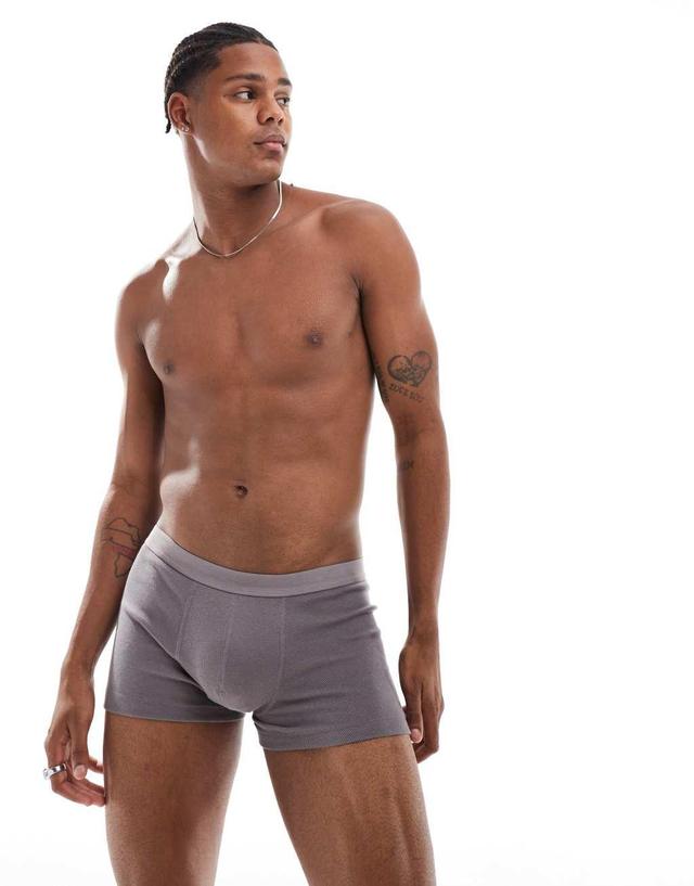 ASOS DESIGN capsule collection ribbed boxer briefs in charcoal Product Image