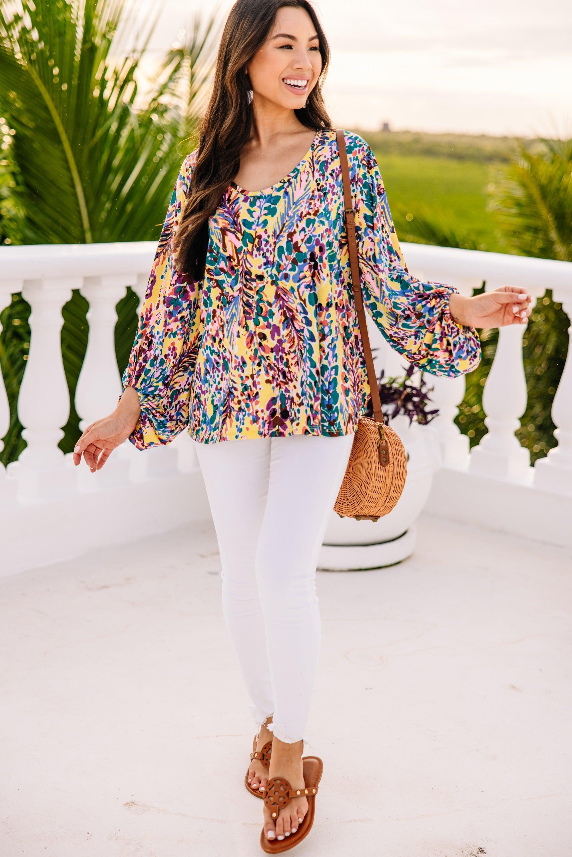 Just You Wait Sunshine Yellow Floral Blouse Female Product Image