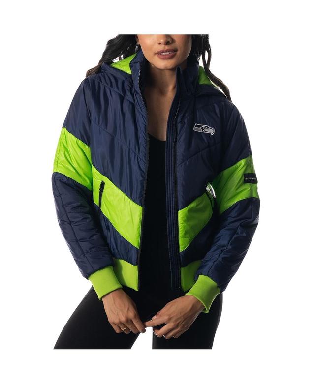 Womens The Wild Collective College Navy Seattle Seahawks Puffer Full-Zip Hoodie Jacket Product Image