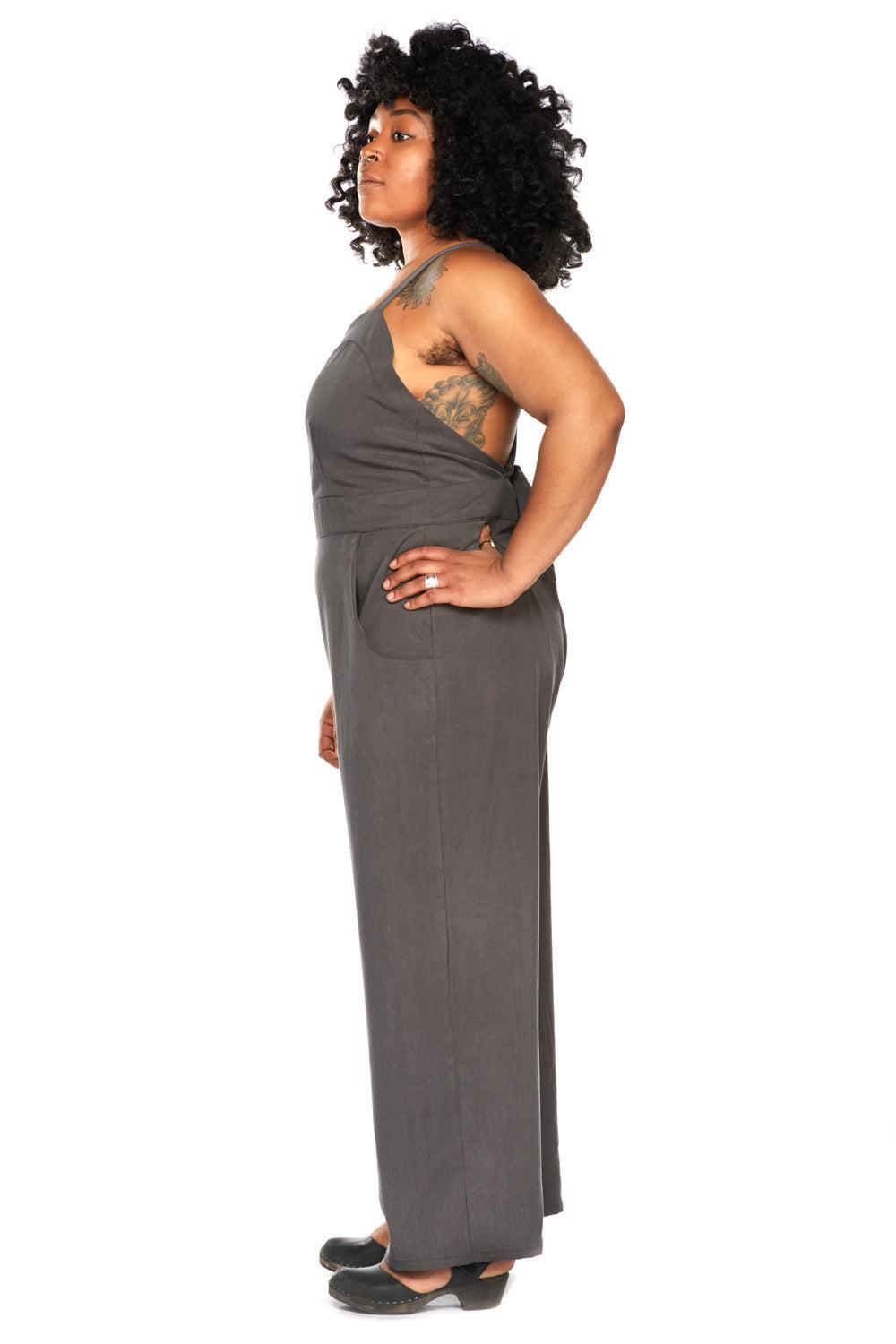 Yolked Juniper Jumpsuit in Black Brushed Cotton Product Image