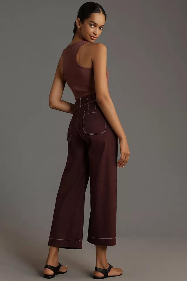 The Colette Cropped Wide-Leg Pants by Maeve: Contrast-Stitch Edition Product Image