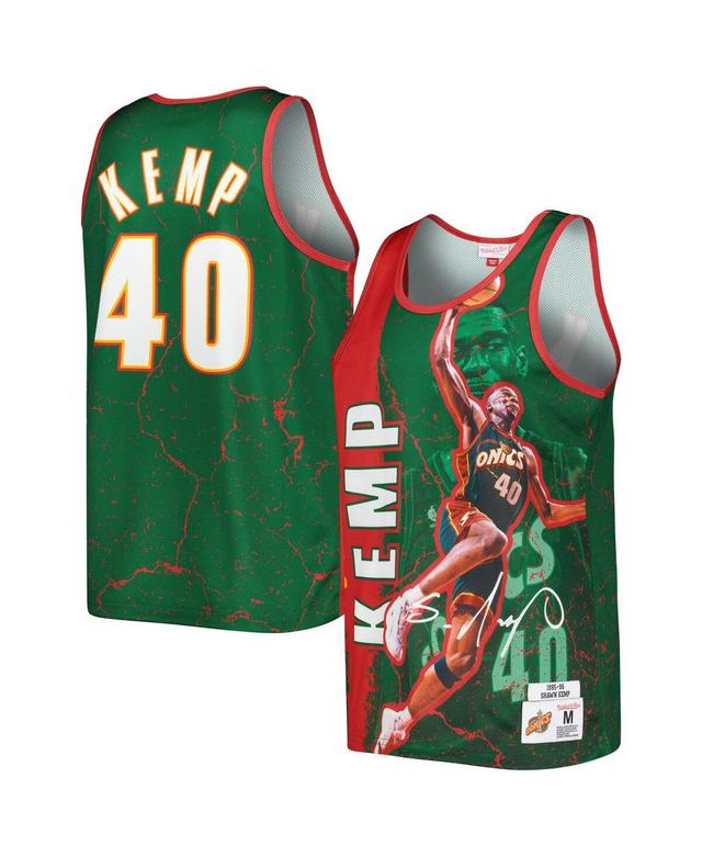 Mens Mitchell & Ness Shawn Kemp Green Seattle SuperSonics 1995-96 Hardwood Classics Player Burst Tank Top Product Image