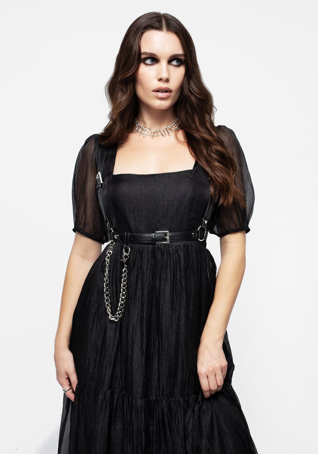 Flatline Puff Sleeve Tiered Midi Dress Product Image