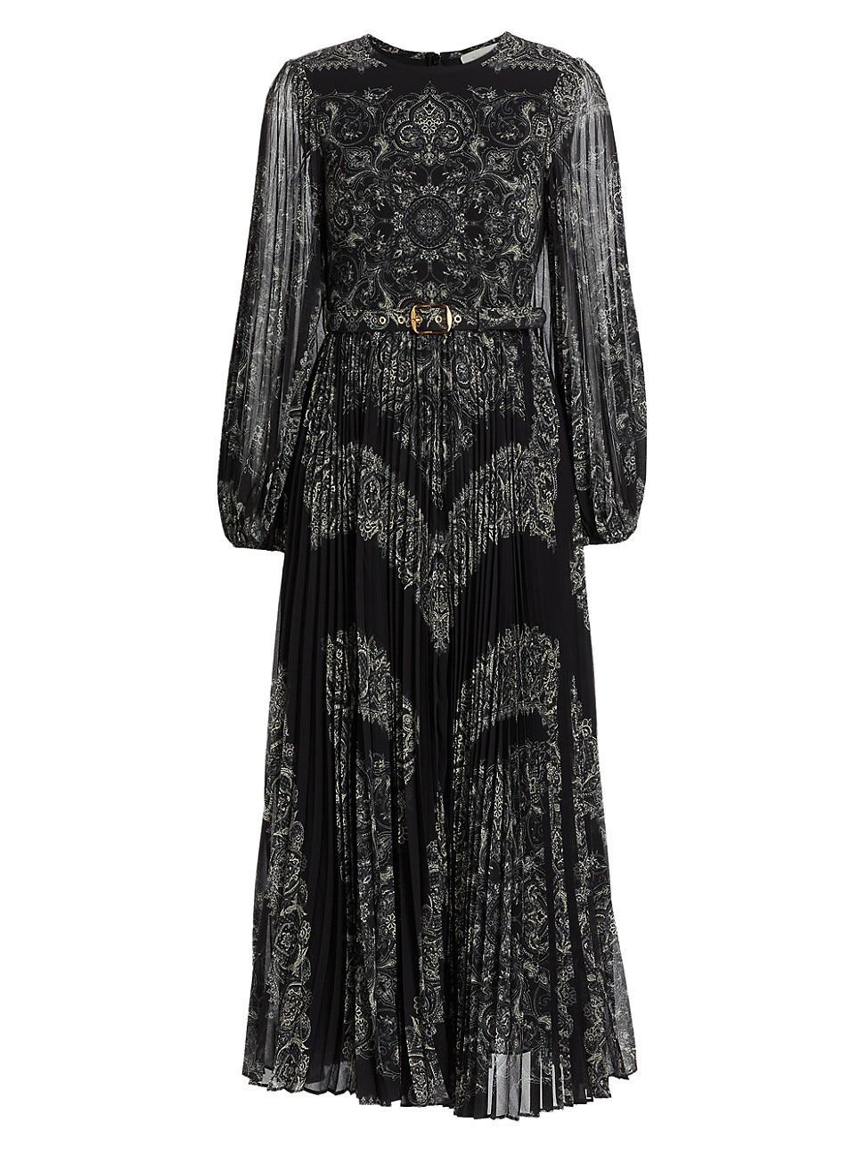 Womens Sunray Paisley Belted Midi-Dress Product Image