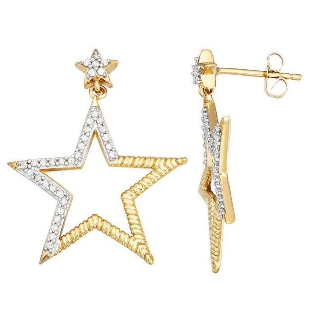 Jewelexcess 14k Gold Over Silver 1/4 Carat T.W. Diamond Star Earrings, Womens, 14k Gold Plated Product Image