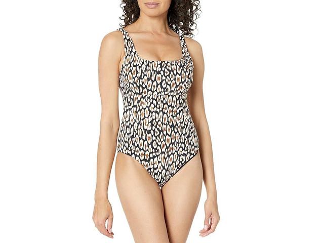 Tommy Bahama Palm Modern Safari Cat Square Neck One-Piece Women's Swimsuits One Piece Product Image