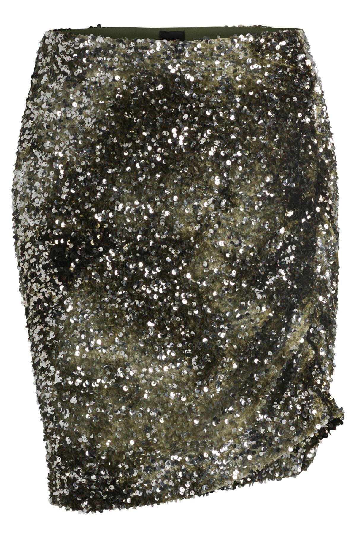 Slim-fit velour mini skirt with gathered details Product Image