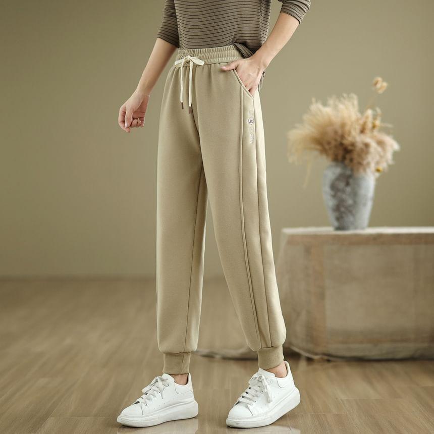 Drawstring Waist Plain Harem Pants Product Image