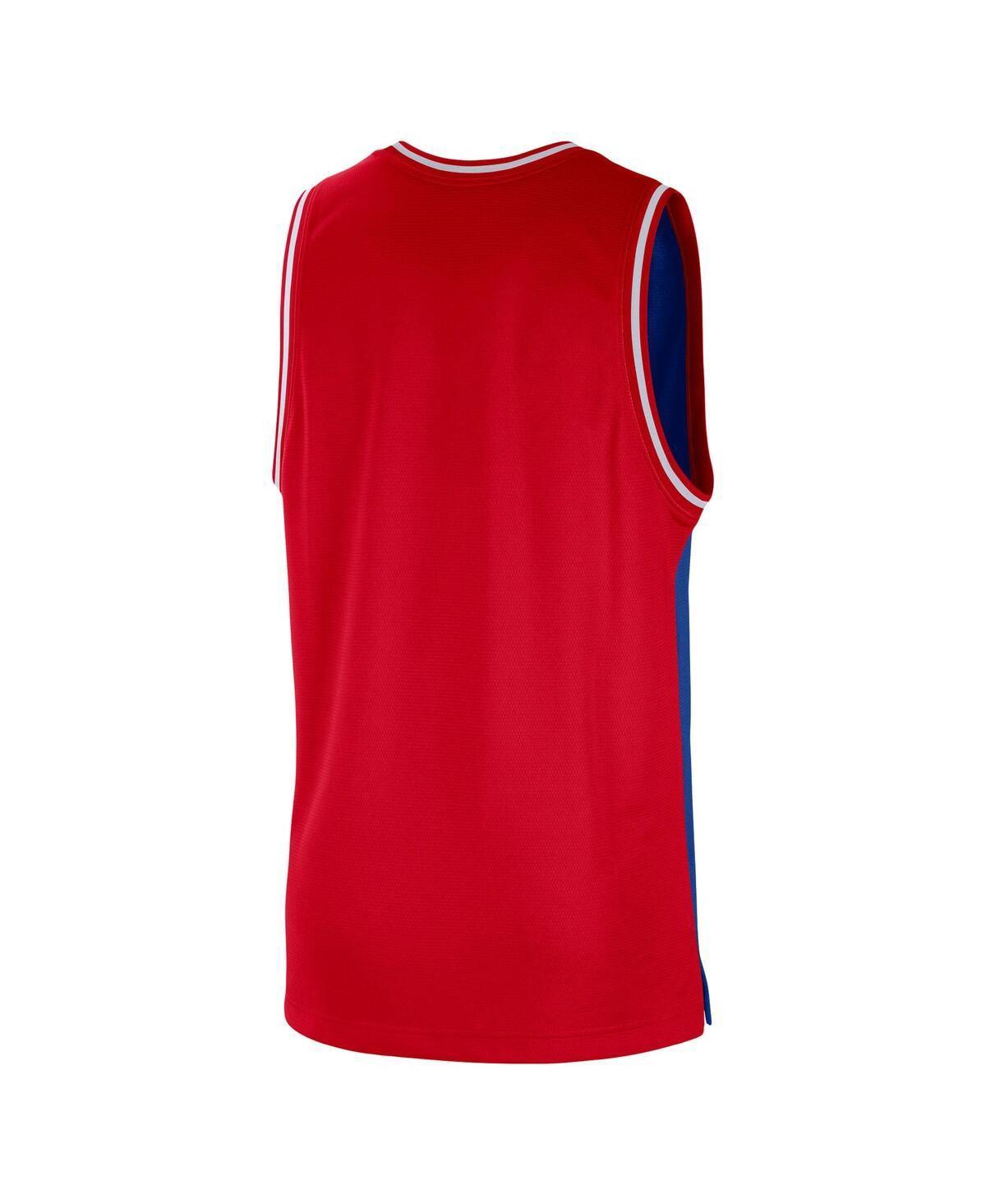 NIKE Men's  Royal, Red Philadelphia 76ers Courtside Versus Force Split Dna Performance Mesh Tank Top In Royal,red Product Image