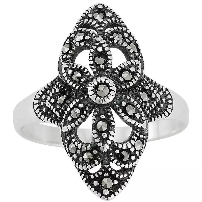 Sunkissed Sterling Sterling Silver Oxidized Cubic Zirconia Bold Flower Ring, Womens Silver Tone Product Image