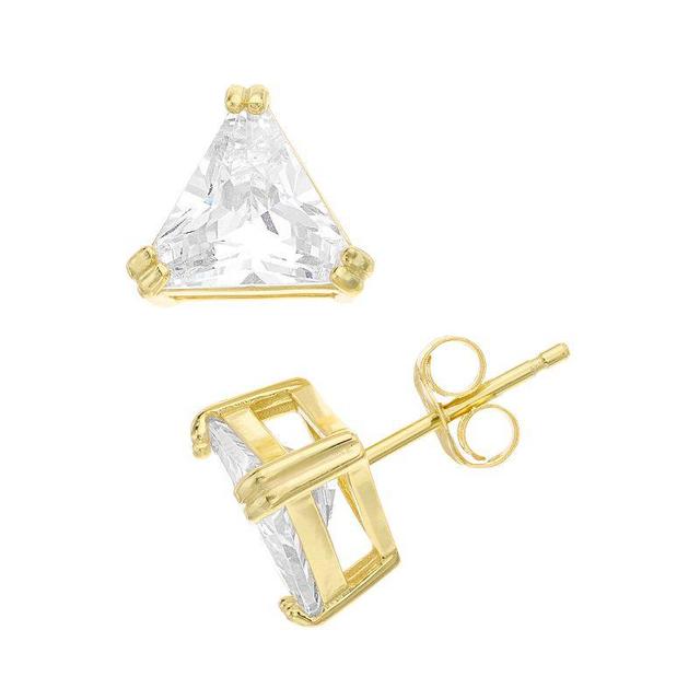 Sterling Silver Cubic Zirconia Triangle Stud Earrings, Womens, Yellow Product Image