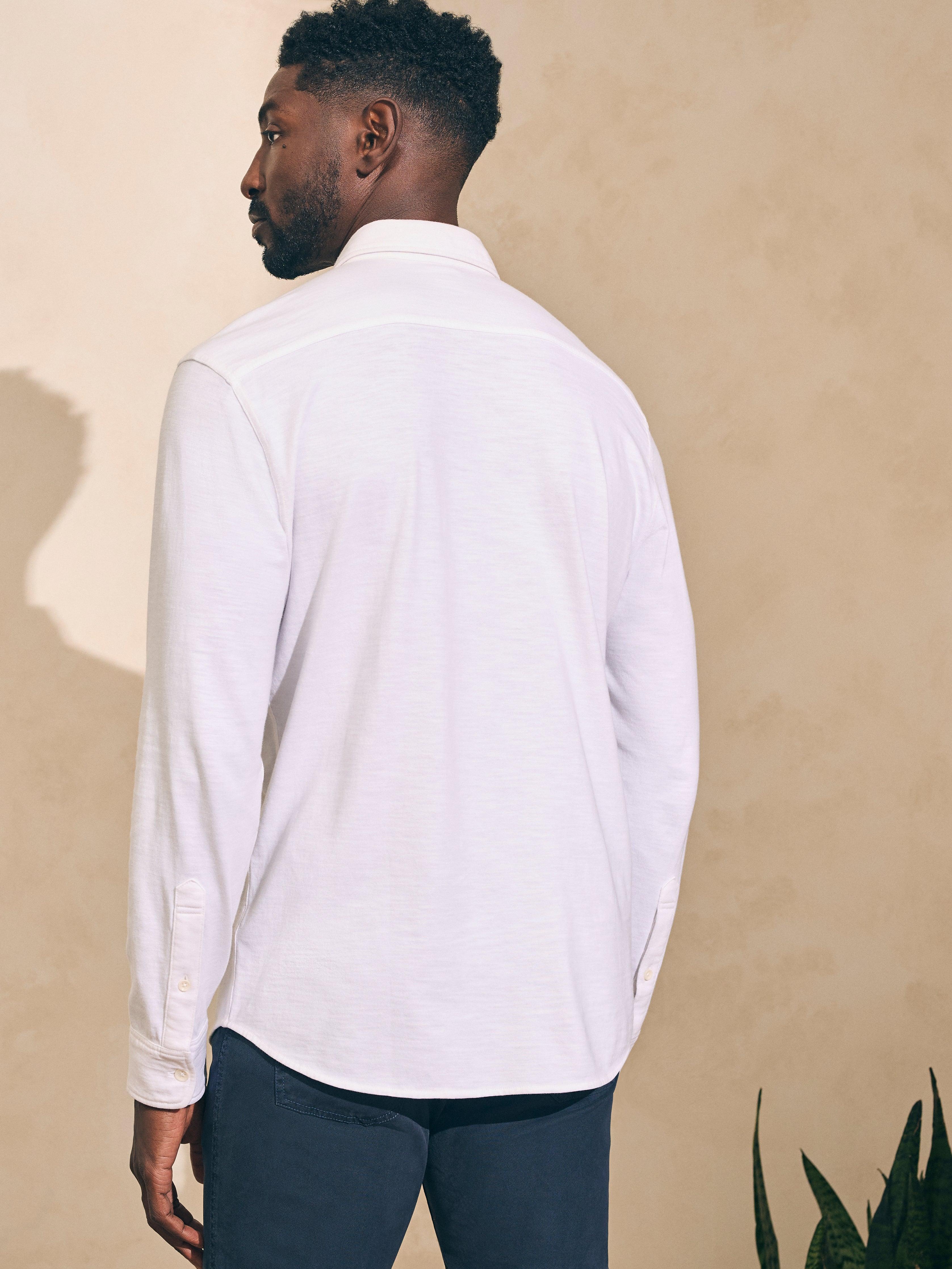 Sunwashed Knit Shirt (Single Pocket) (Tall) - White Male Product Image