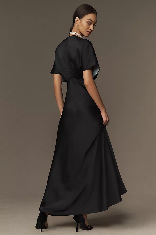 BHLDN Waverly V-Neck High-Shine Satin Maxi Dress Product Image