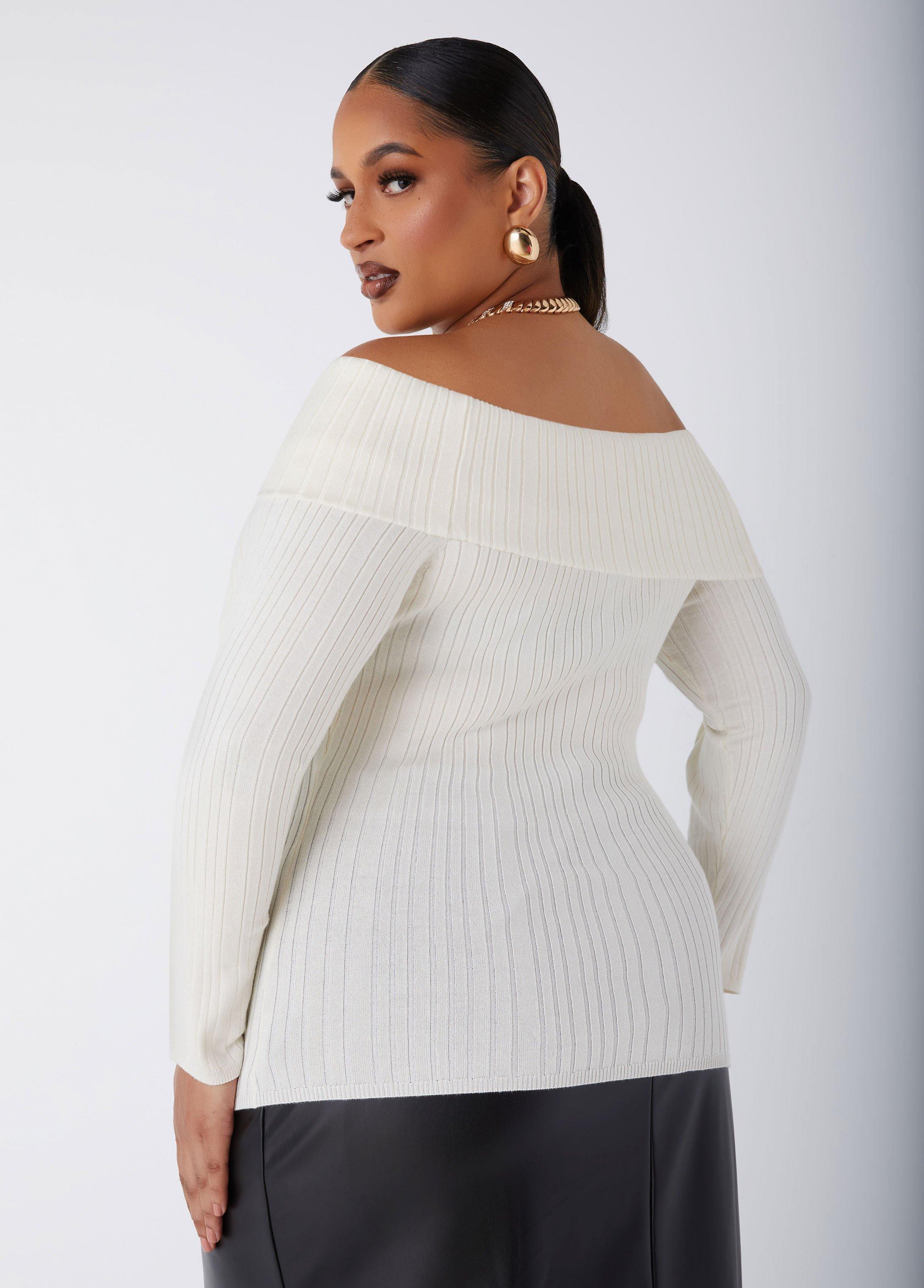 Off The Shoulder Ribbed Sweater Product Image