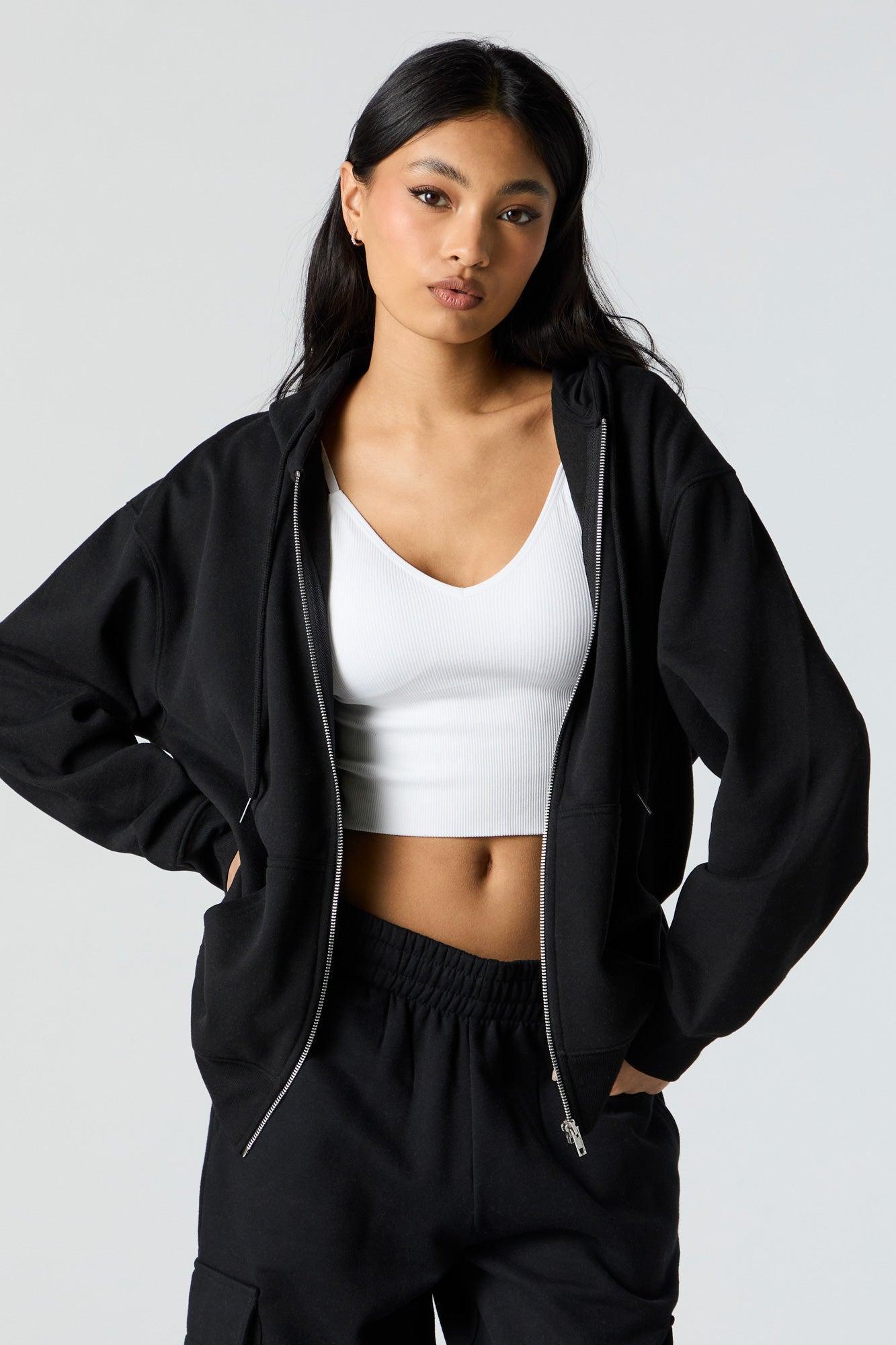 Fleece Oversized Zip-Up Hoodie Female Product Image