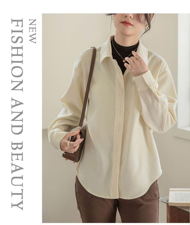 Long Sleeve Mock Neck Two Tone Mock Two Piece Shirt Product Image