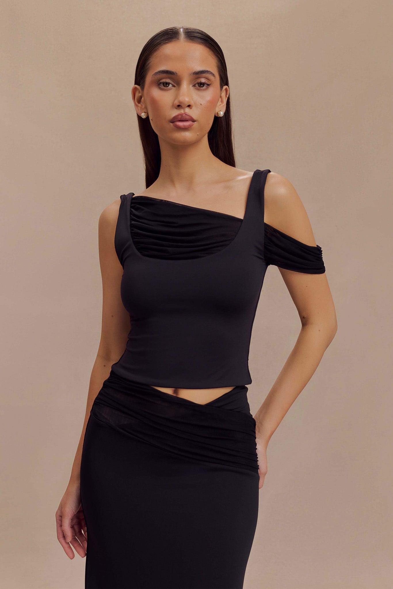 Jules Recycled Nylon And Mesh Sleeveless Top - Black Product Image