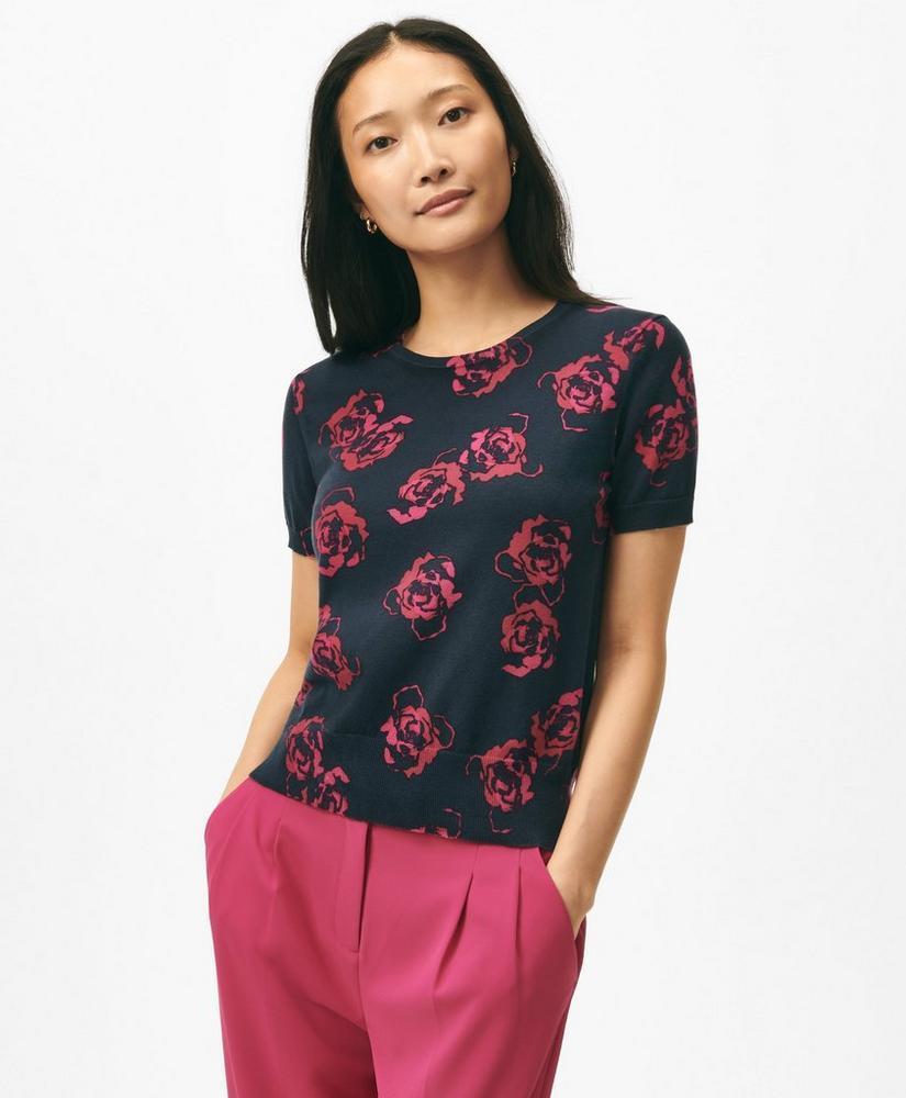 Twinset Rose Short Sleeve Sweater in Cotton Jersey Product Image