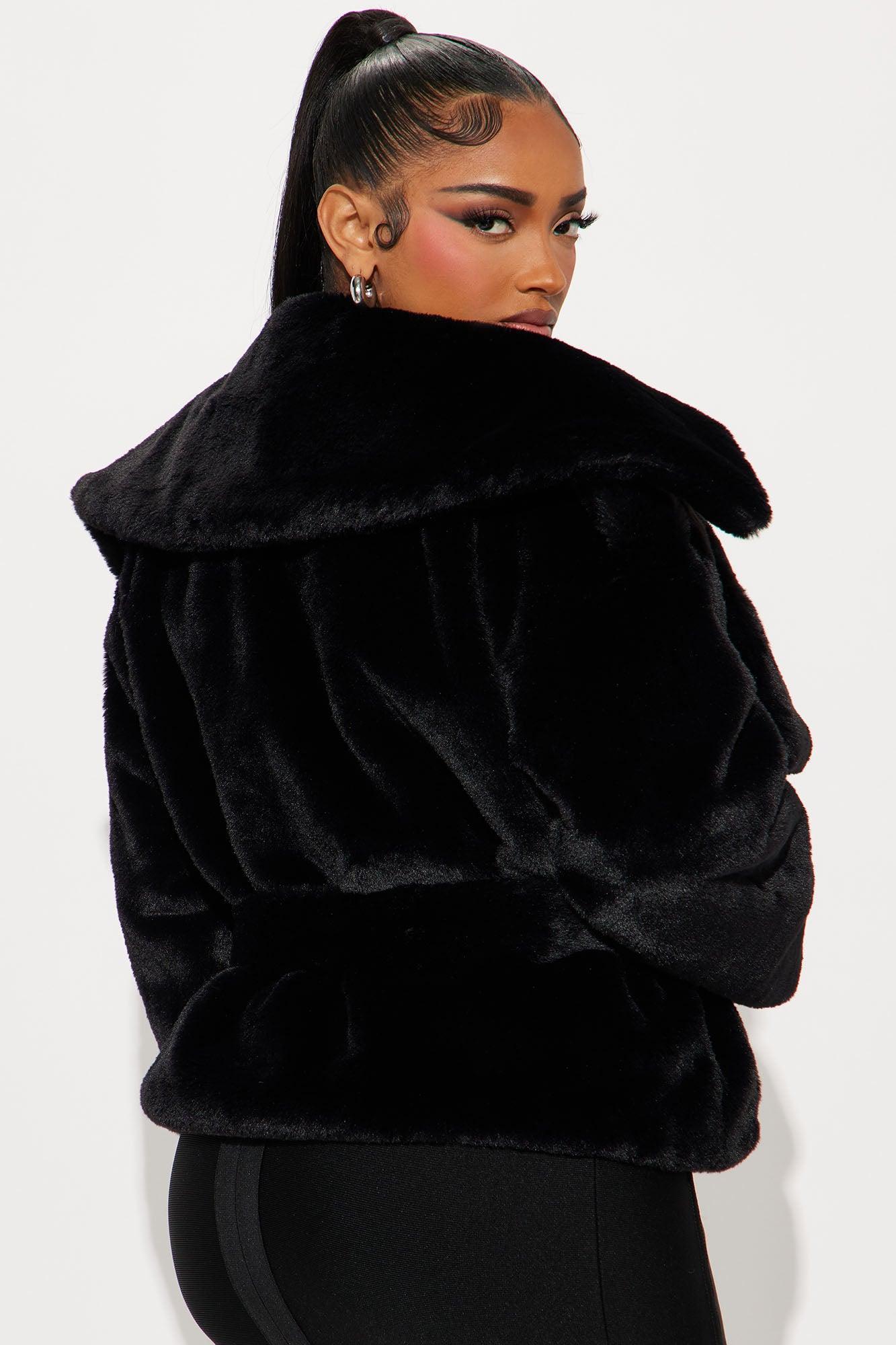 Plush Life Faux Fur Coat - Black Product Image