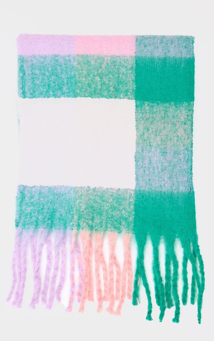 Green Check Blanket Tassel Scarf Product Image