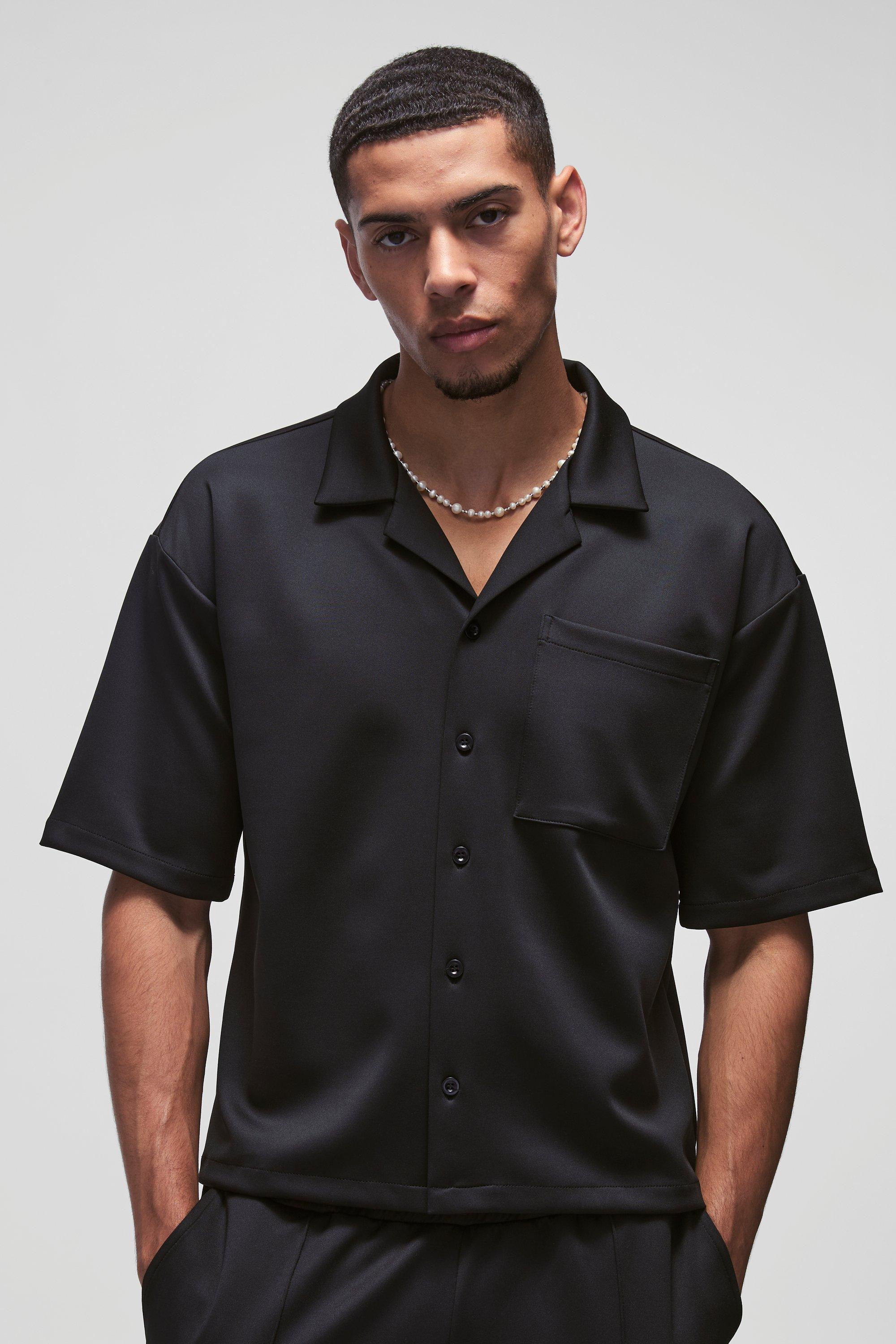 Oversized Boxy Scuba Shirt | boohooMAN USA Product Image