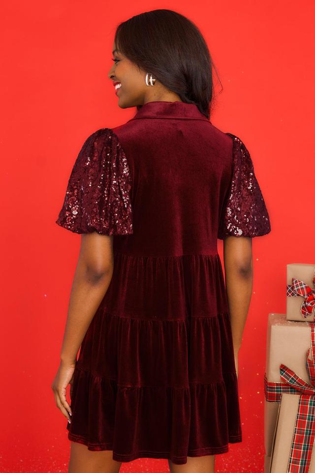 Always Here Wine Velvet Dress Red Product Image