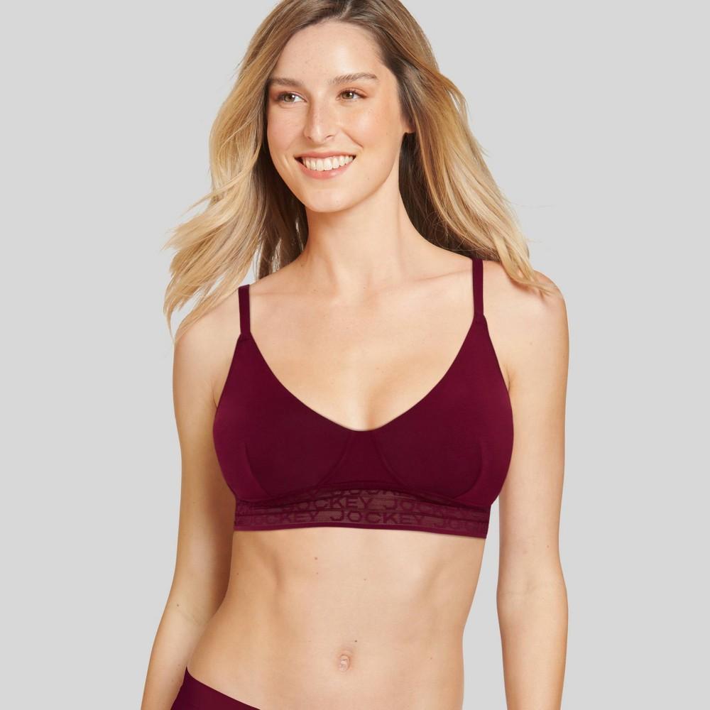 Jockey Generation Womens Soft Touch Logo Bralette - Burgundy Blush S: Eco-Friendly Modal, Adjustable Straps, Lace Trim Product Image