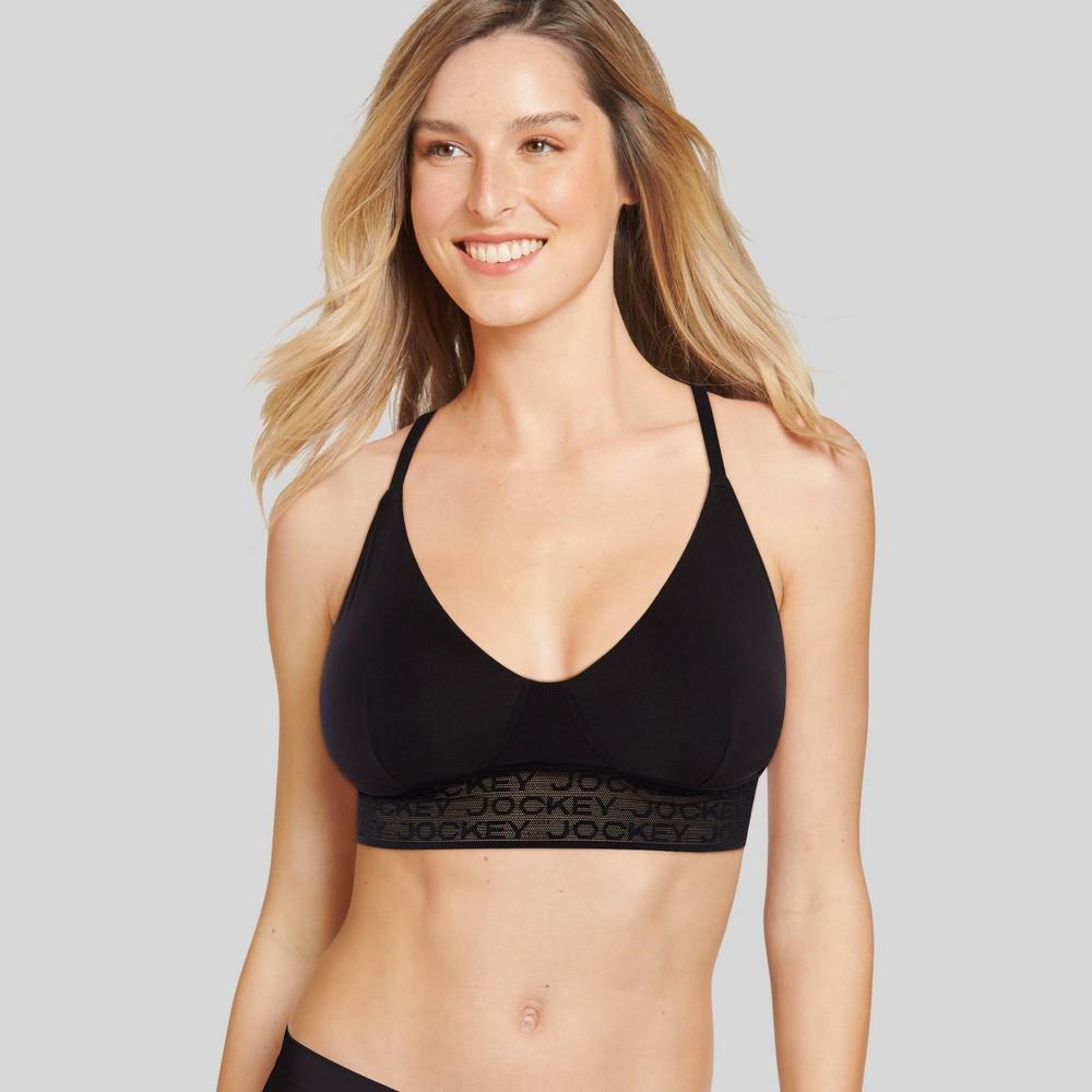 Jockey Generation Womens Soft Touch Logo Bralette - Black S: Eco-Friendly, Adjustable, Medium Support Product Image