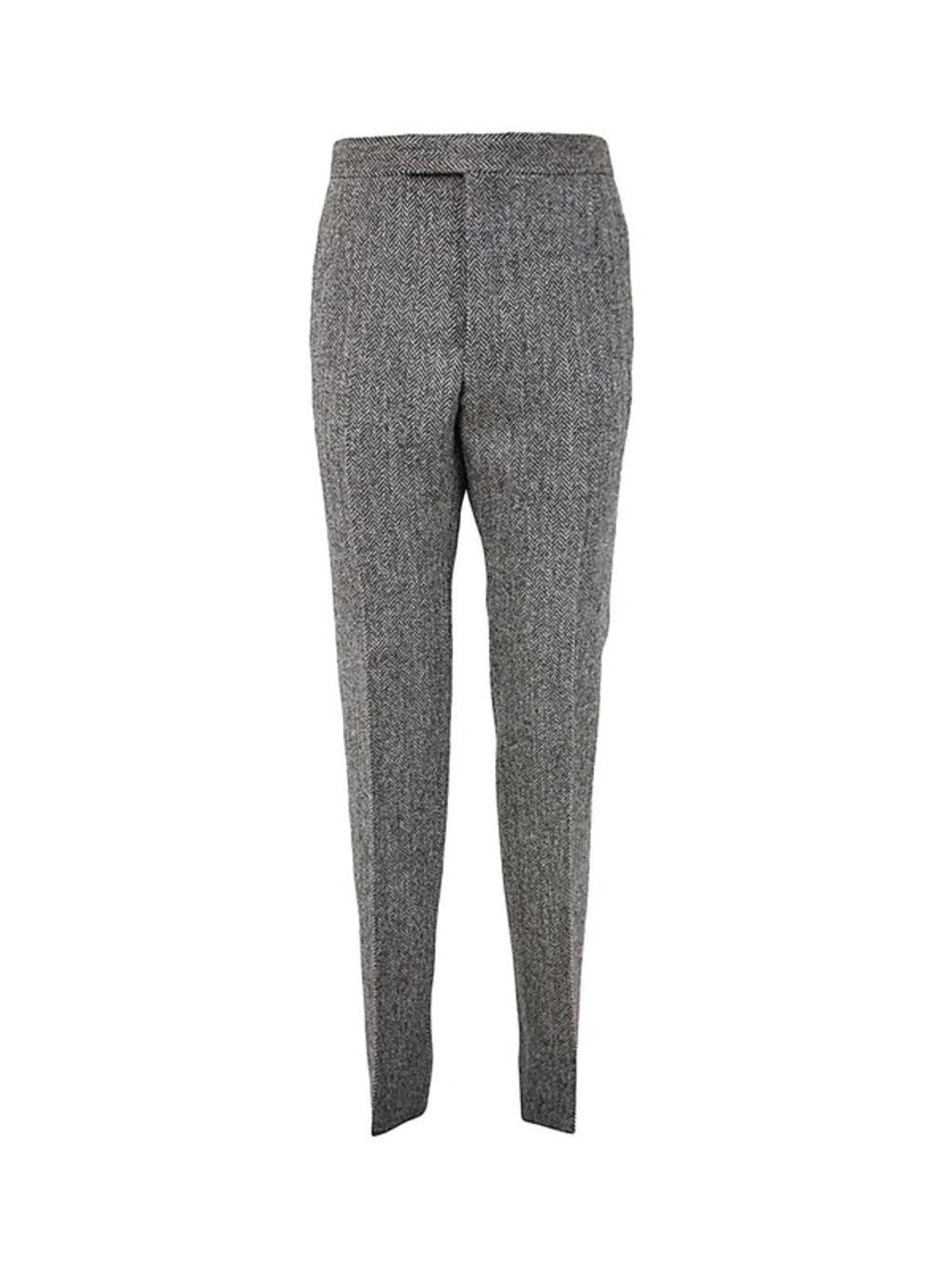 Fit 1 Backstrap Trouser W/ Self Tipping In Herringbone Harris Tweed In 980 Blk/wht product image