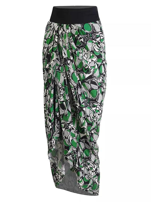 Graphic Floral Silk Skirt Product Image