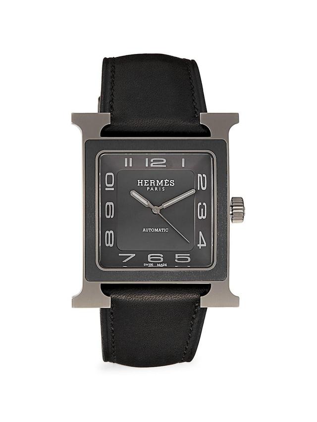 Heure H 34MM Titanium & Leather Strap Watch Product Image