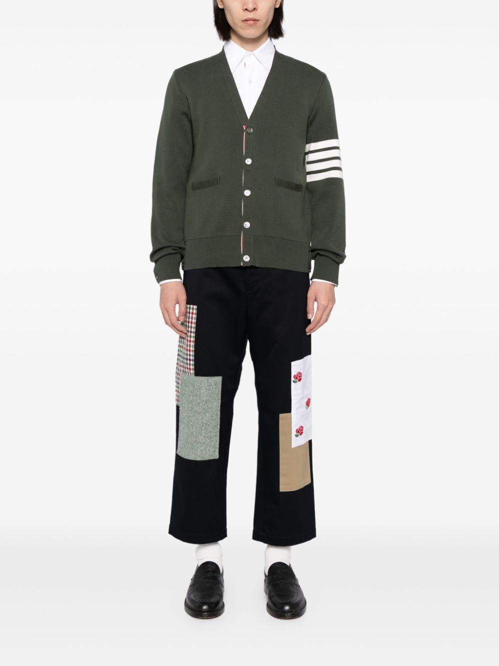 THOM BROWNE Milano Stitch V-neck Cardigan In Green Product Image