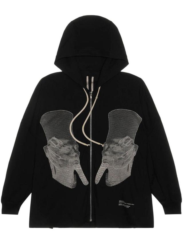 Graphic-print Cotton Hooded Jacket In Black Product Image