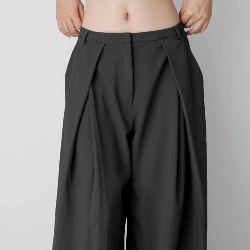 Low Waist Plain Wide Leg Pants Product Image