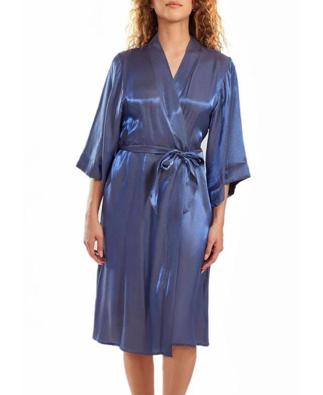 iCollection Skyler Plus Size Irredesant Robe with Self Tie Sash and inner Ties Product Image