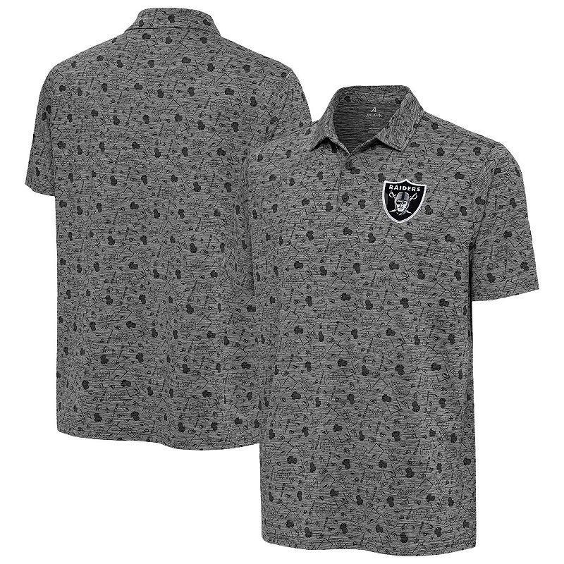 Mens Antigua Heather Black Las Vegas Raiders Relentless Polo Product Image