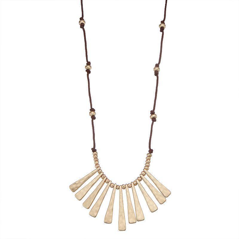 Bella Uno Linear Beaded Frontal Necklace, Womens Gold Tone Product Image