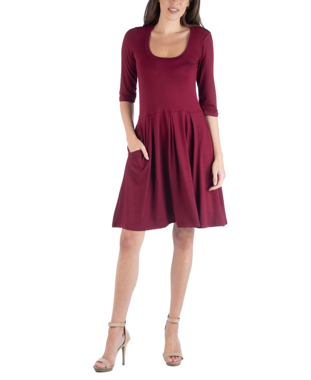 24seven Comfort Apparel Womens Three Quarter Sleeve Mini Dress Product Image