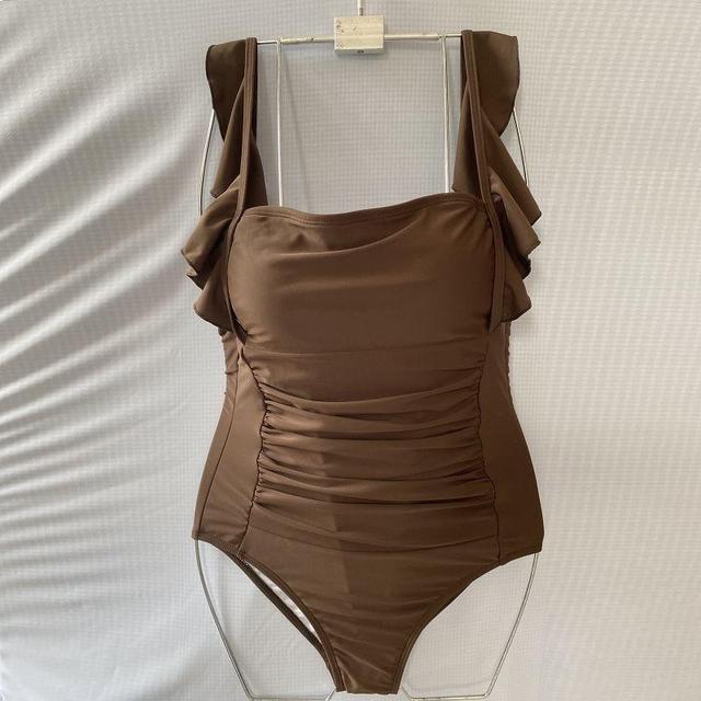 Sleeveless Square Neck Plain Swimsuit Product Image