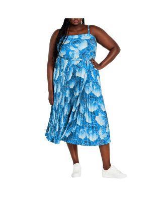 Plus Size Jayda Pleat Print Midi Dress Product Image