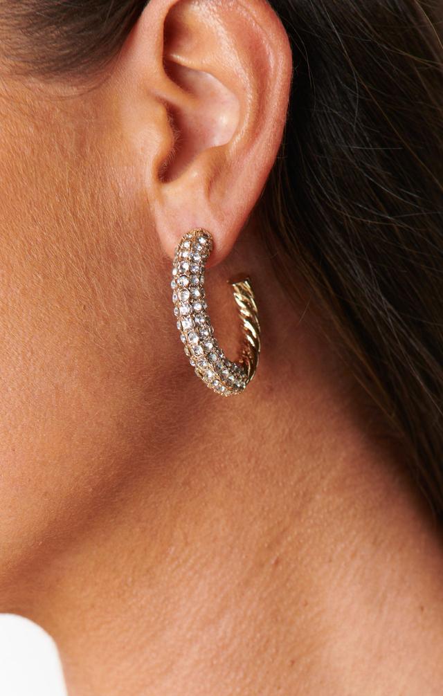 Ettika Crystal Dotted Twist Hoop Earrings ~ Gold Product Image