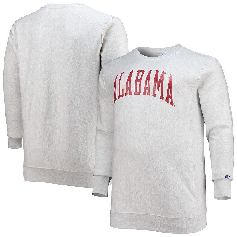 Mens Champion Heathered Gray Alabama Crimson Tide Big & Tall Reverse Weave Fleece Crewneck Pullover Sweatshirt ALA Grey Product Image