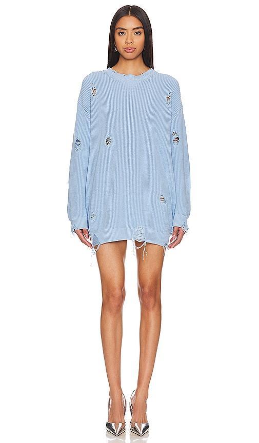 SER.O.YA Chloe Sweater Dress in Baby Blue. Size L, S, XS. Product Image