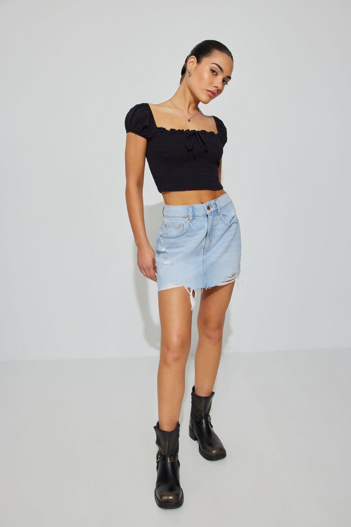 High Rise Denim Skirt Product Image