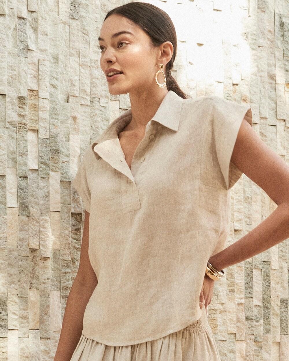 Women's Linen Popover Top Product Image