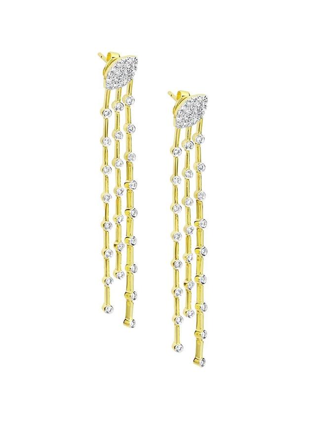 Womens Two-Tone 14K Gold & Diamond Fringe Earrings Product Image