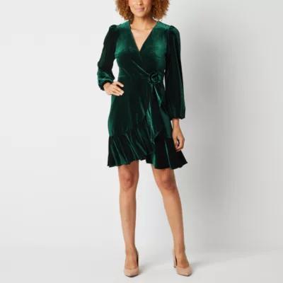 Melonie T Womens Long Sleeve Fit + Flare Dress Product Image