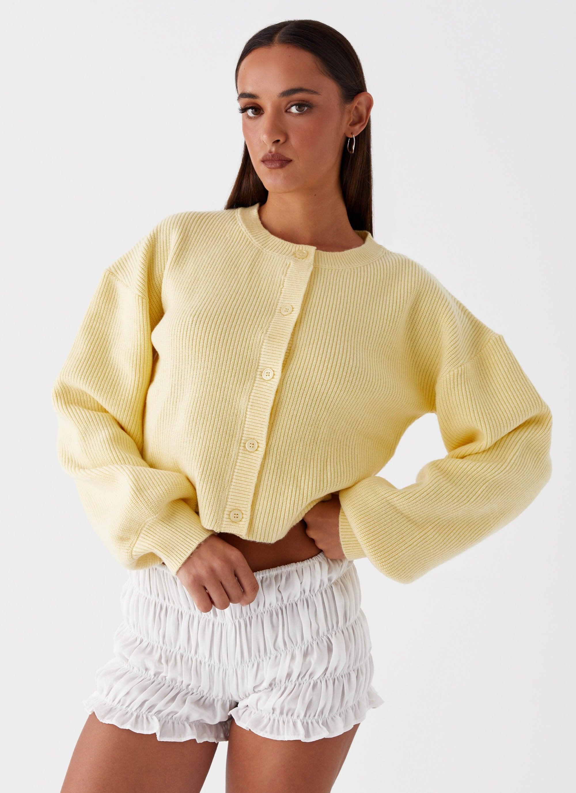 Daphne Knit Cardigan - Butter Yellow Product Image