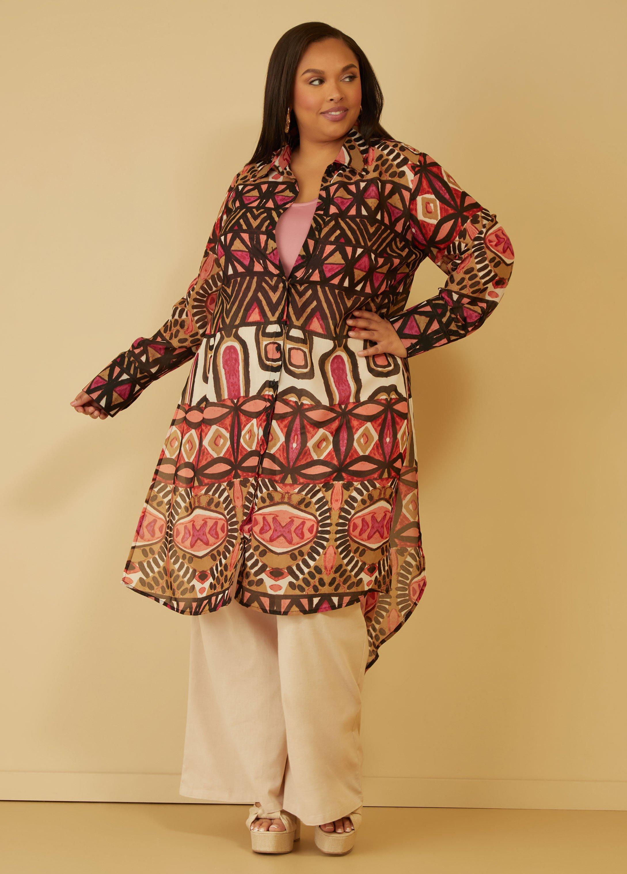 Printed Chiffon Duster Shirt Product Image