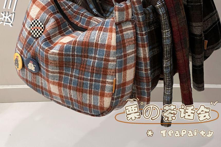 Plaid Crossbody Bag / Bag Charm / Coin Purse / Set Product Image